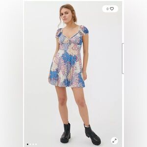 Urban Outfitters UO Audrey Floral Print Mesh Mini Dress